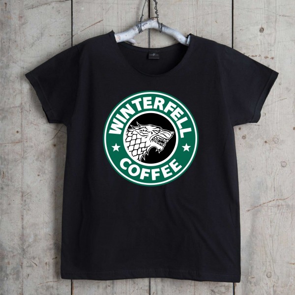 T-shirt Winterfell Starbucks parodia