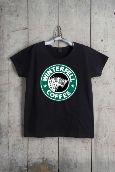 T-shirt Winterfell Starbucks parodia