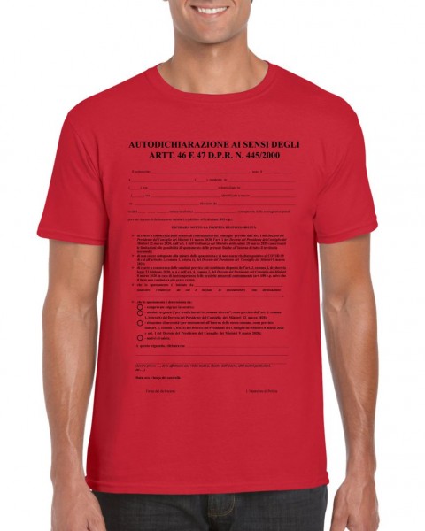 T-shirt autocertificazione coronavirus