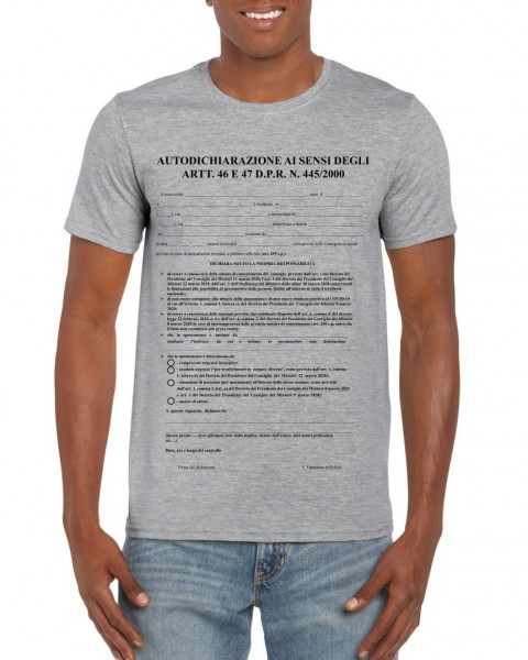 T-shirt autocertificazione coronavirus