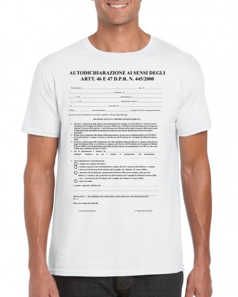 T-shirt autocertificazione coronavirus